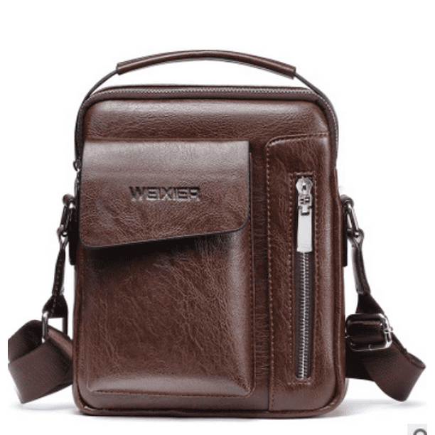 MISLD Crossbody Bag Vintage Shoulder Pack Small Messenger Backpack Mens PU Leather Shoulder Bag Suitable for Cycling or Vacation 